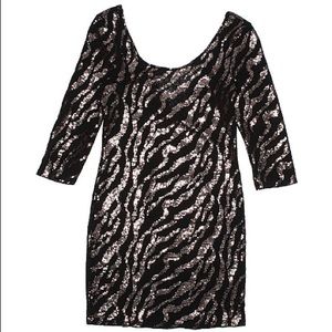 Estam Rose Gold Sequin Black Cocktail Dress